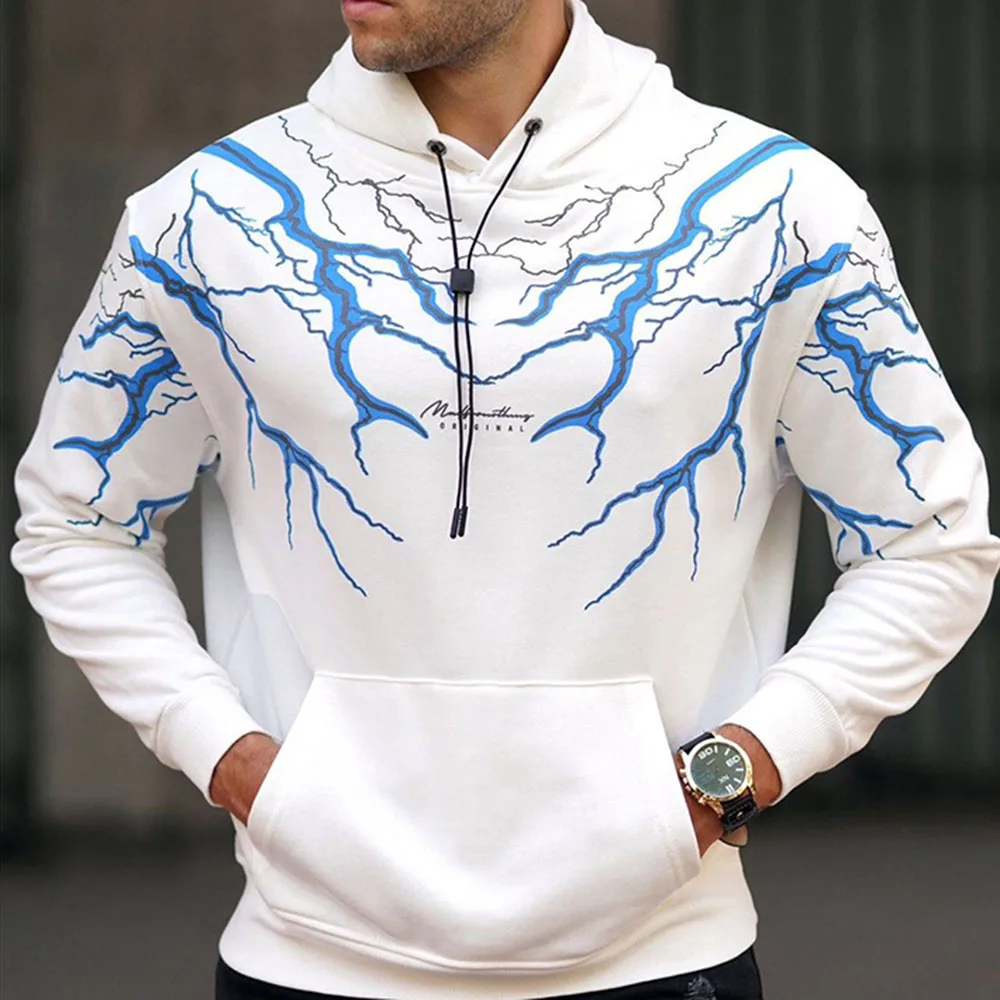 Мужские толстовки с капюшоном пуловер длинным рукавом и принтом Осень-зима 2021 |