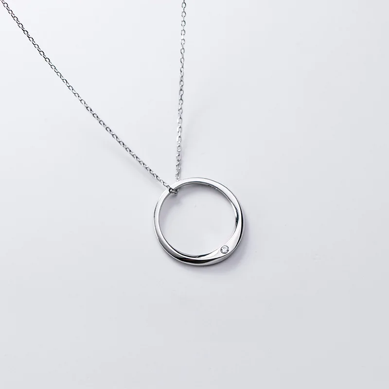 

Women's Men's Mobius 1pc 100% Real. 925 Sterling Silver Jewelry Circle CZ Pendant Necklace clavicle Charms for Lovers' C-D8372