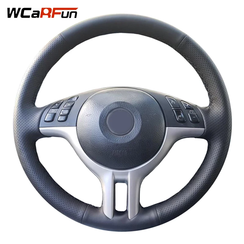 WCaRFun черный чехол на руль из искусственной кожи для BMW E39 E46 325i E53 X5|car steering wheel