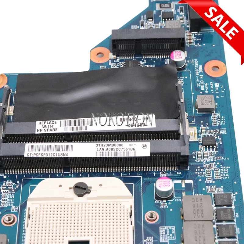 Материнская плата NOKOTION DA0R23MB6D0 649948-001 для ноутбука hp Pavilion G4 G6 G7 разъем FS1 DDR3 полный