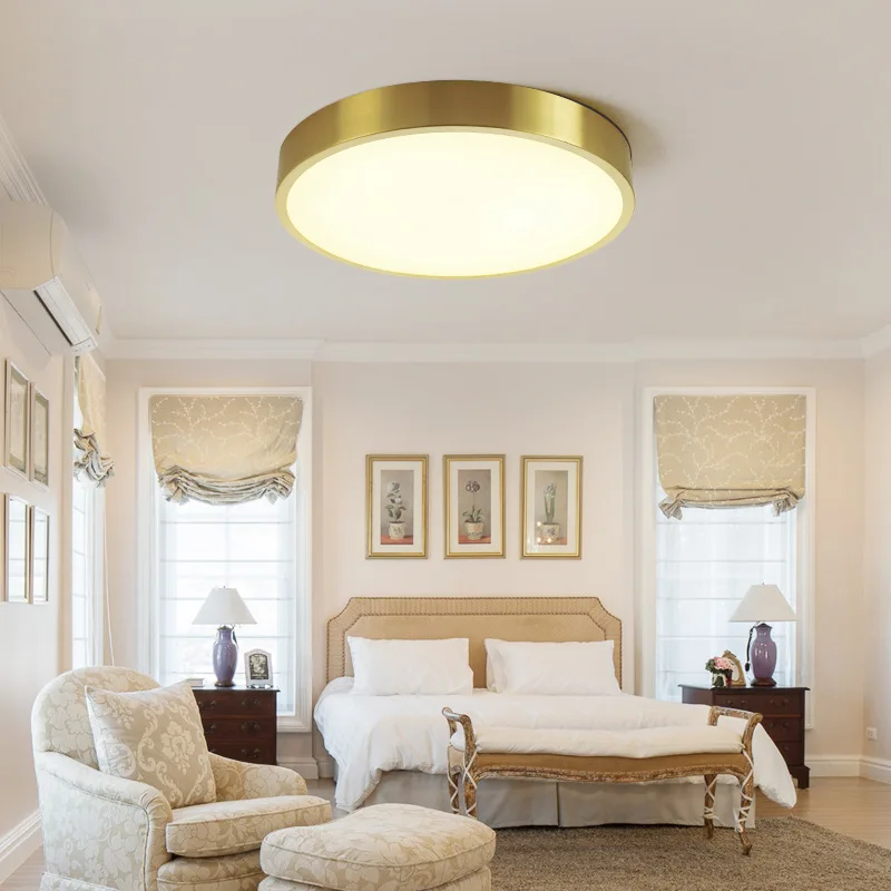 Скандинавский 100% медный светодиодный круглый потолочный светильник с