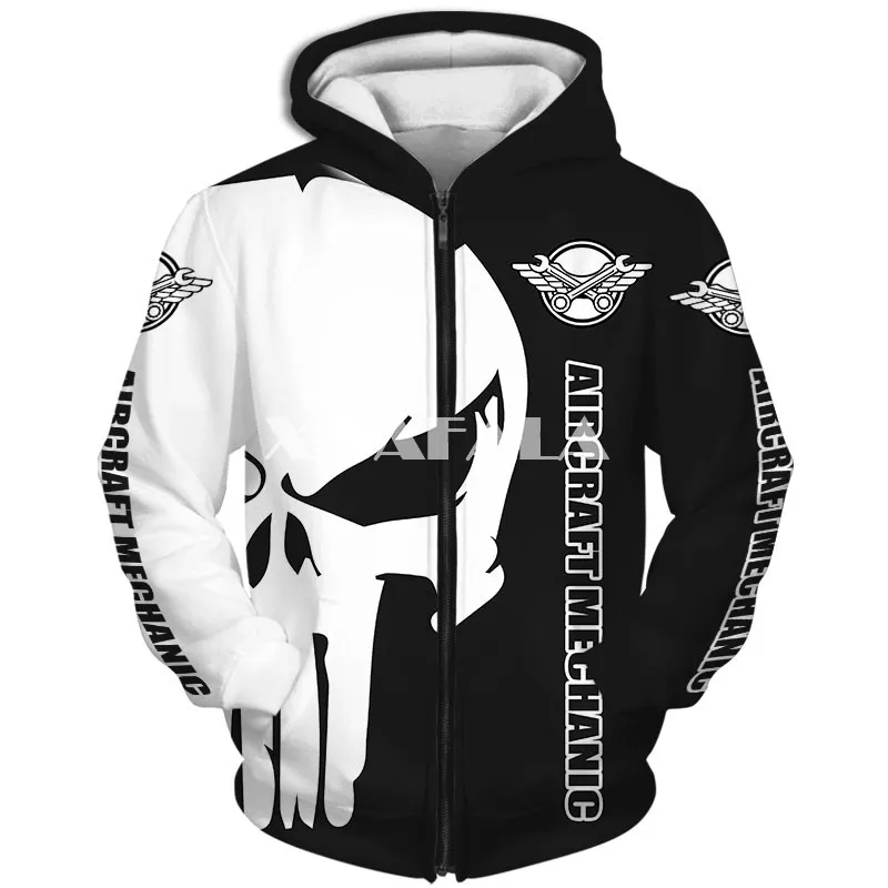 Aircraft Mechanic Punisher Skull 3D Full Print Size XS-7XL Hoodie Man Women Harajuku Outwear Zipper Pullover Sweatshirt Unisex-5