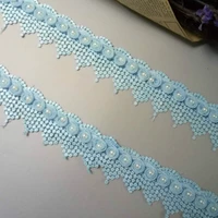 1 yard blue pearl tassel plum flowers pearl lace trimmings ribbons beaded lace fabric embroidered sewing wedding dress 5cm