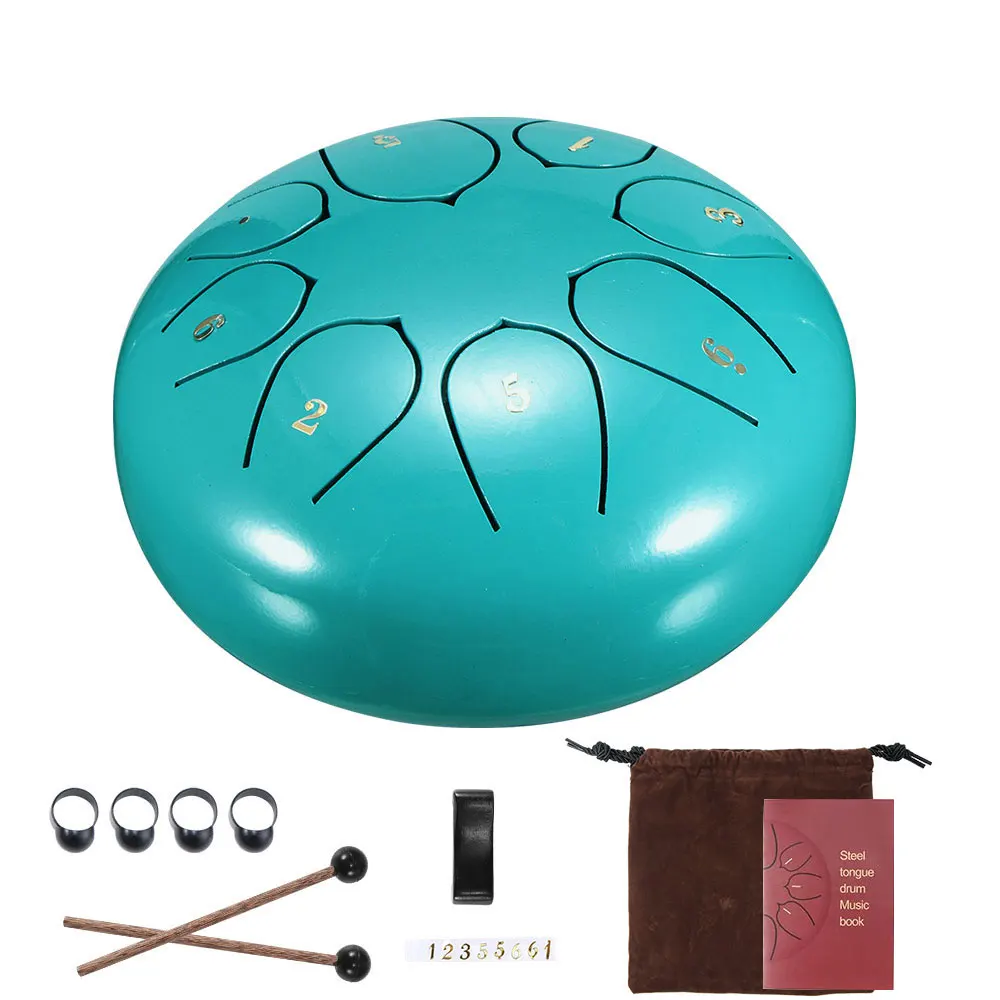 

Tongue Drum 6 Inch Steel Tongue Drum Set 8 Tune Hand Pan Drum Pad Tank Sticks With Drumsticks Carrying Bag Percussion Instrument