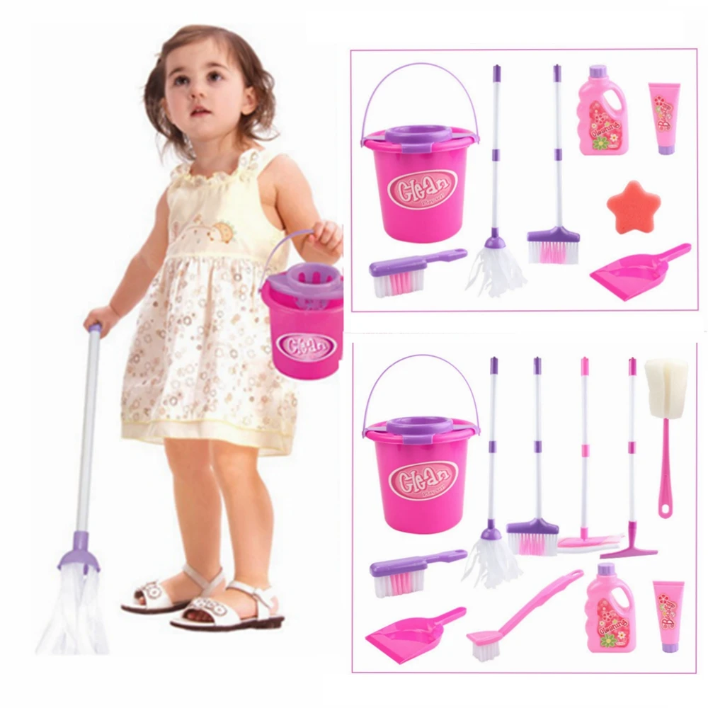 

Simulation Pretend Play Kids Cosplay Plastic Kitchen Cleaning Toys Helper Baby Educational Working Housework Sweeping Mop Doll