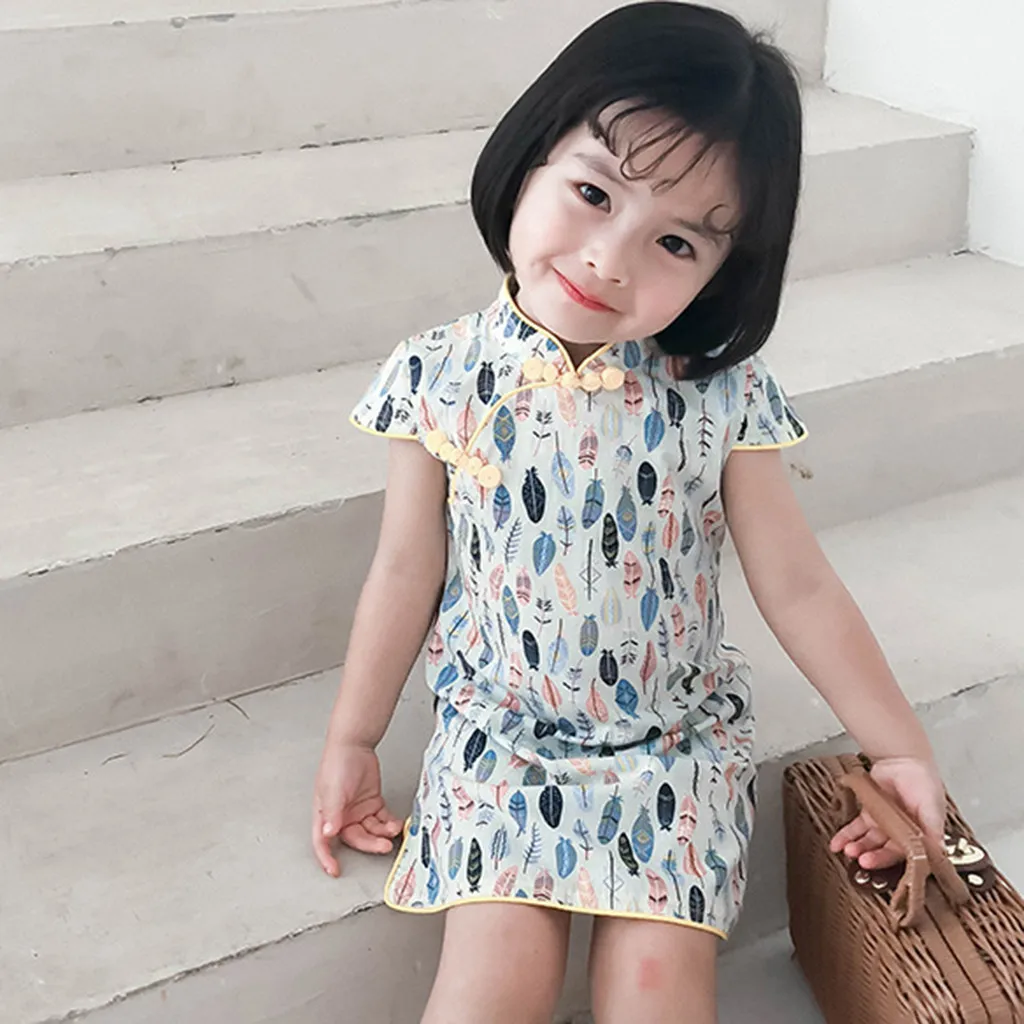 LONSANT/платье для маленьких девочек платье принцессы в китайском стиле с цветочным