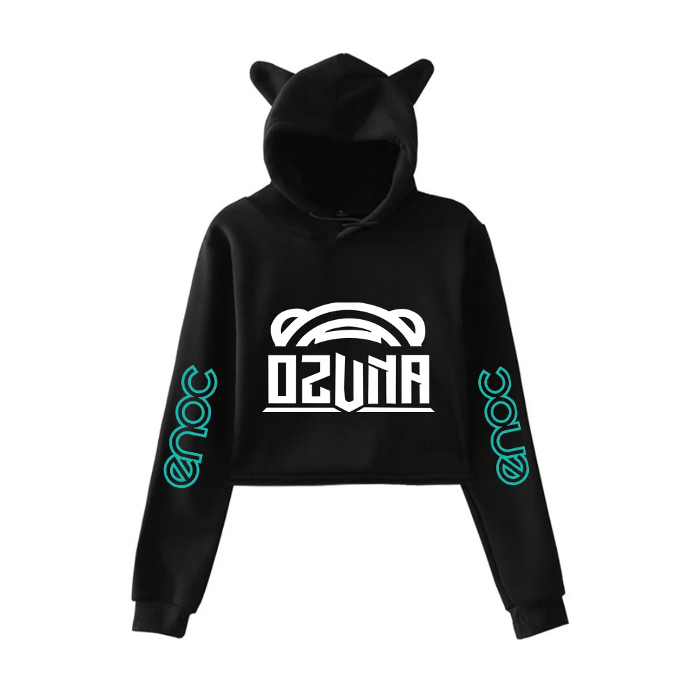 

Модная забавная креативная Толстовка с принтом OZUNA ENOC, модные женские толстовки с длинным рукавом и кошачьими ушками, свитшоты, сексуальная ...