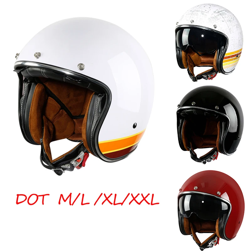 

Мотоциклетный шлем TCMT 3/4, с открытым лицом, в горошек, в стиле ретро, для взрослых, M L XL XXL