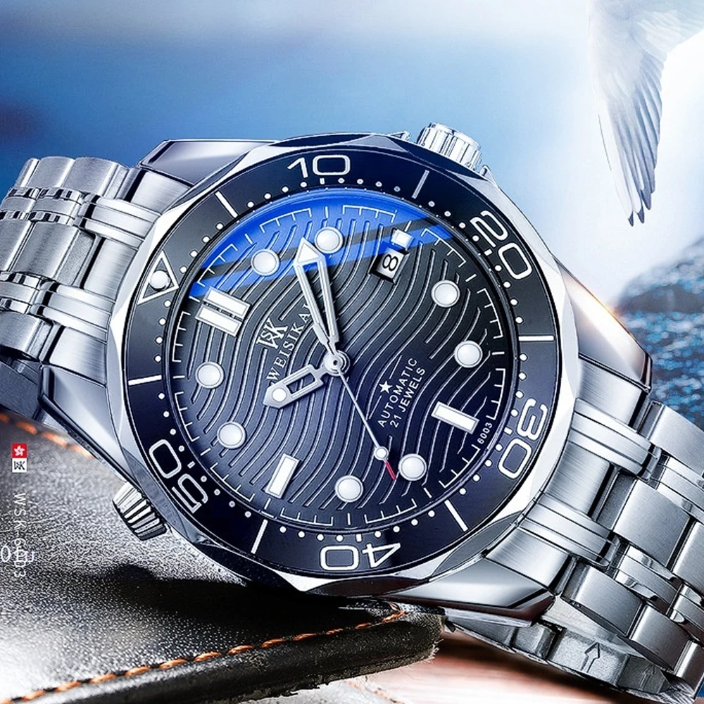 

High-end Mens Watches Business Seamaster Automatic Waterproof Diver Mechanical Watch Full Stainless Steel AAA Clock Dropshipping