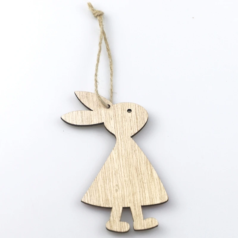 

4pcs Wooden Easter Rabbit Bunny Pendant Door Hanging Ornament Crafts DIY Home Party Decorations