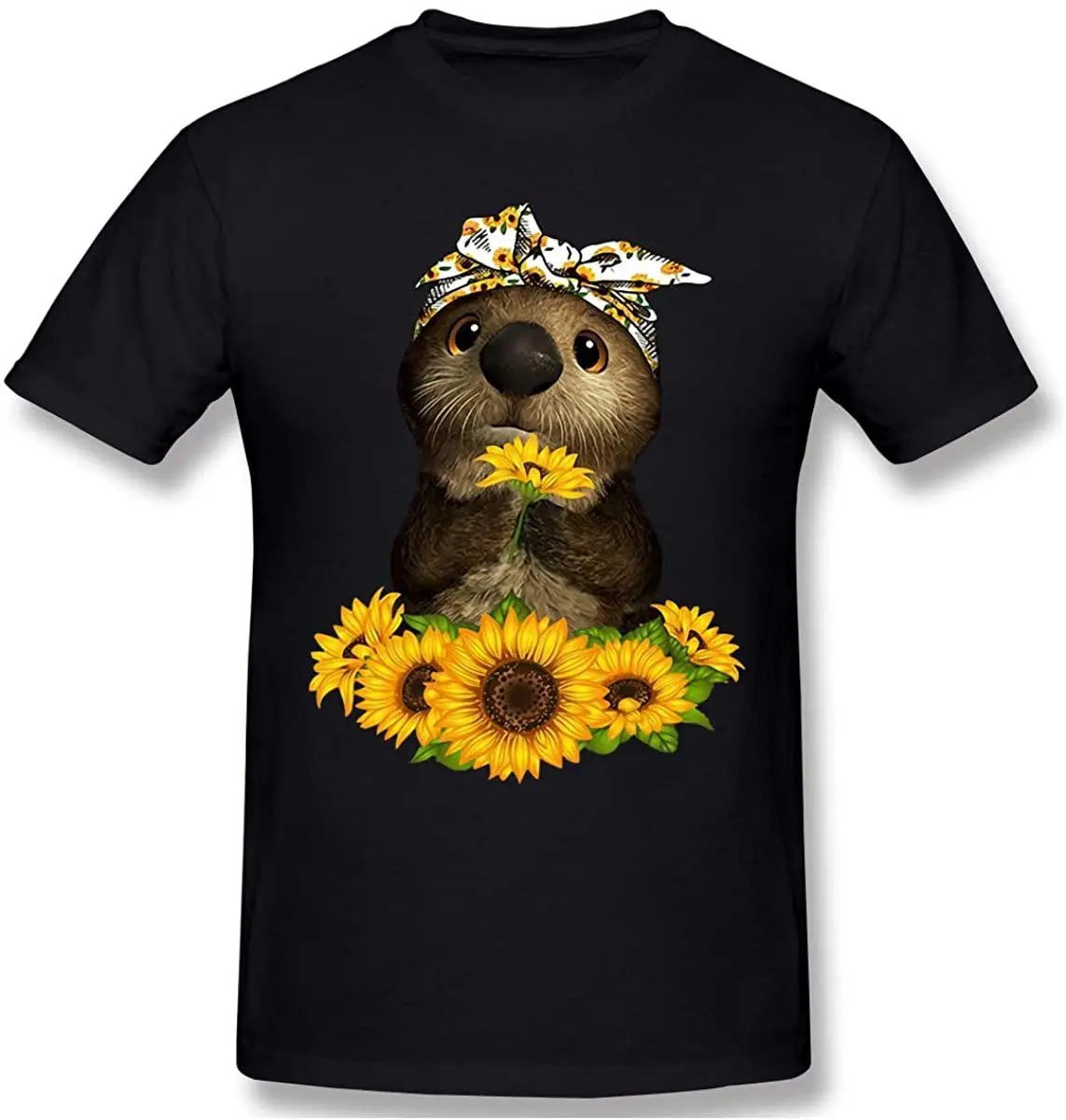 

Sunflower Lovely Fashion Black For Men And Women Breathable All Cotton Short Sleeve T-Shirt
