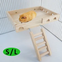 2pcs hamster wooden platform small pet cage fence play stand climbing ladder swing toy guinea pigs exercise toy for parrot perch