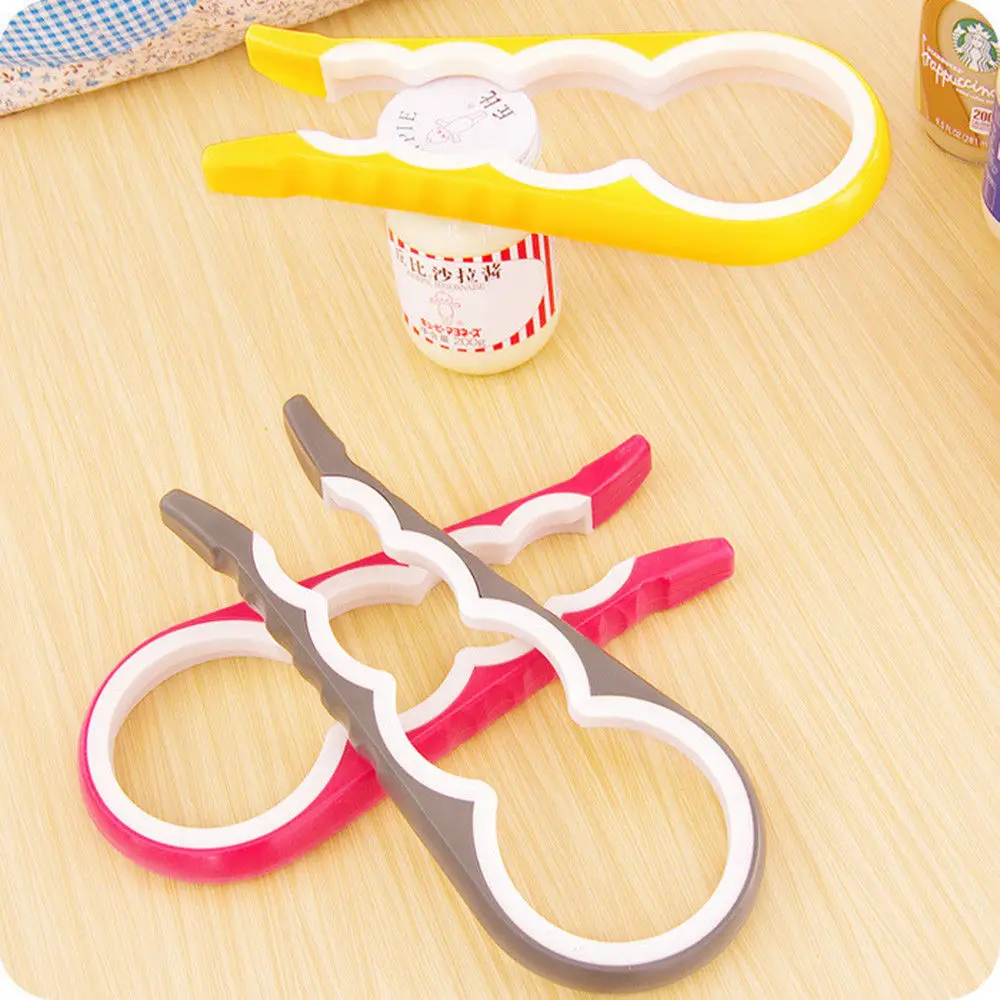 

1Pc 4 in 1 Multifunction Can Opener Lid Screw Jam Bottle Opener Manual Non-slip Twist Cap Bottle Launcher Opener Kitchen Gadget