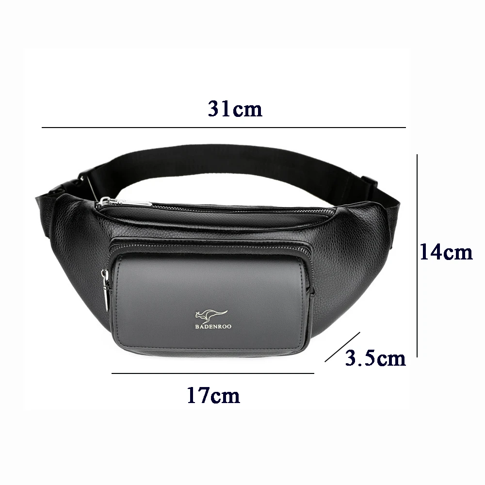 

BADENROO Fashion Man Waist Packs PU Leather Waist Bag Men Crossbody Bag Luxury Chest Bag Business Crossbody Bag