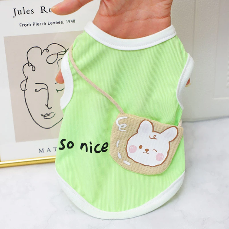 

Summer Strawberry Shoulder Bag Dog Vest With Fresh Fruit Alphabet Dog Clothes for Bichon Pet Cat Clothing ropa