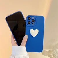 three dimensional klein blue love for iphone 13 mobile phone case creative popular silicone phone case japanese and korean style