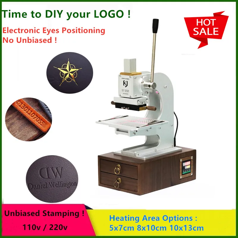 

Hot Foil Stamping Machine Leather Stamp Emboss Press Tool Logo Custom Manual Digital PVC Card Book Paper LOGO Electronic Eye