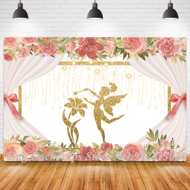 

White Curtain Wedding Flower Photography Backdrops Newborn Baby Shower Sweet Girl Birthday Photo Background Cake Table Decor