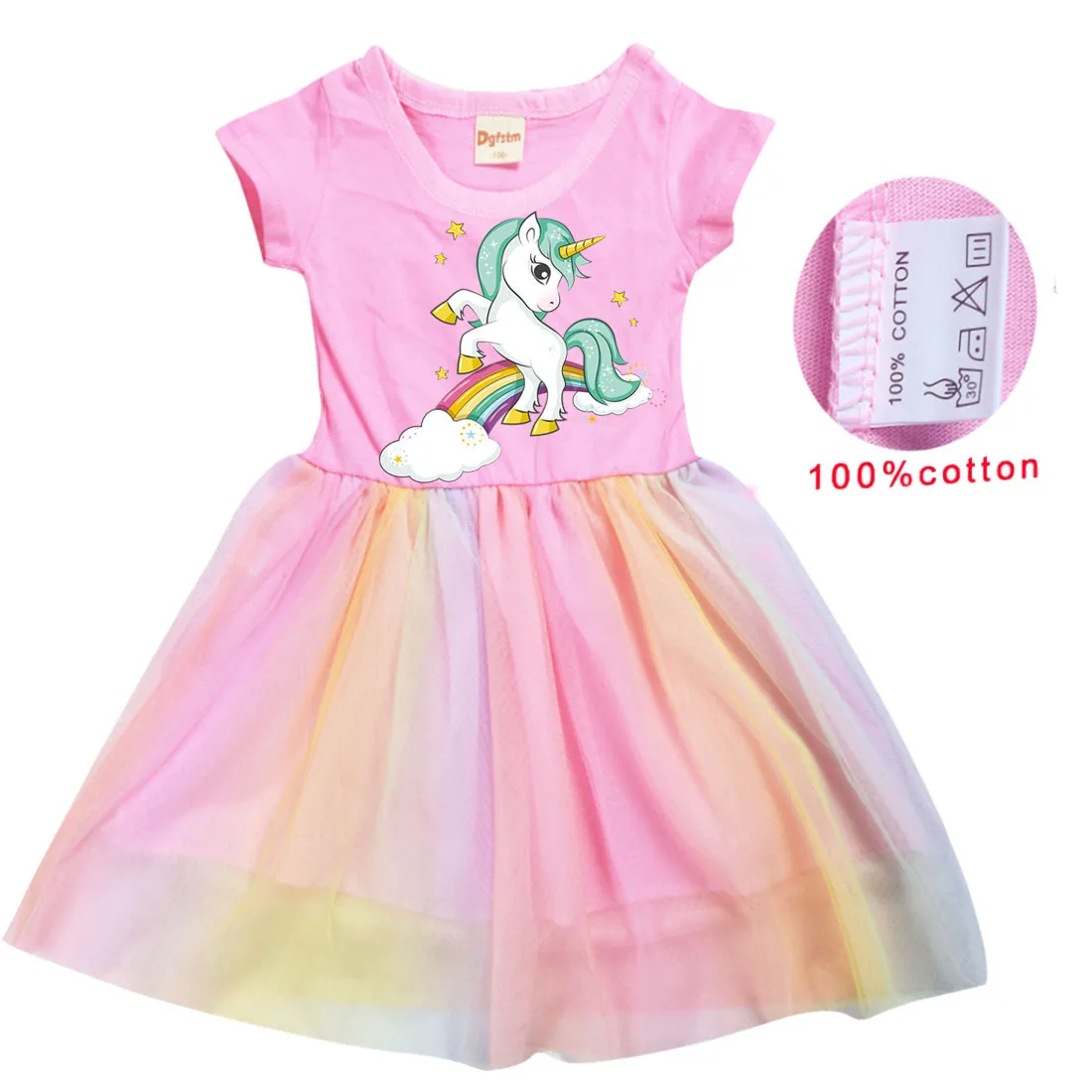 Детское платье с единорогом радужные свадебные костюмы для девочек платья