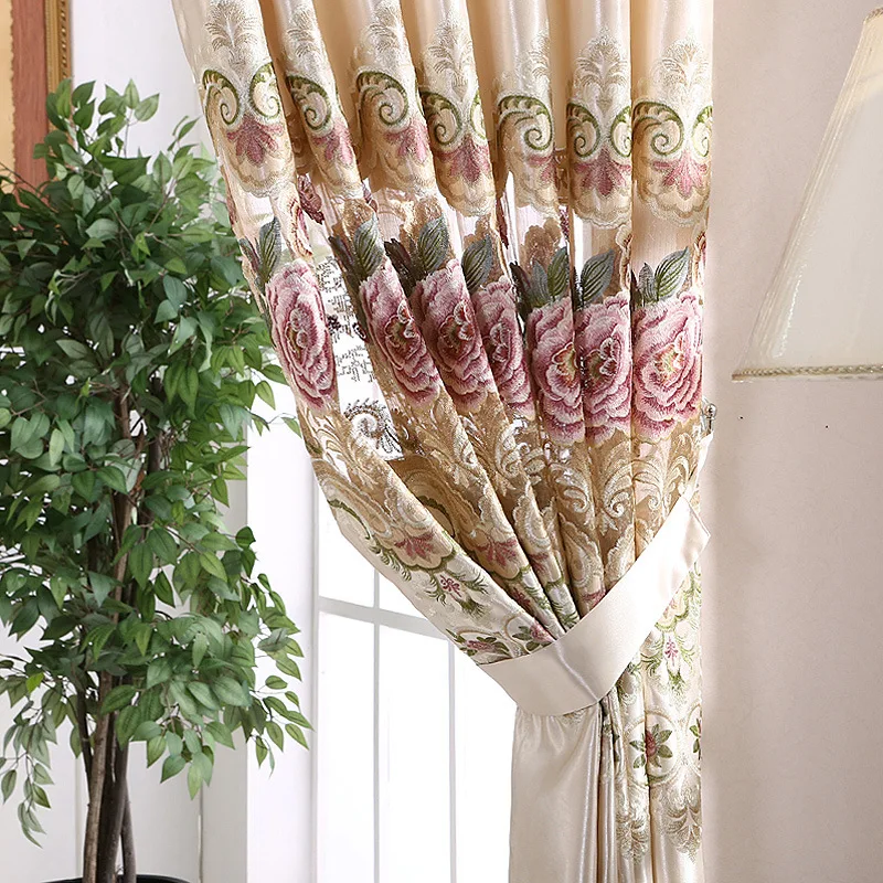 European Pastoral Korean Embroidery Curtain Shading Cloth Curtains for Living Dining Room Bedroom | Дом и сад