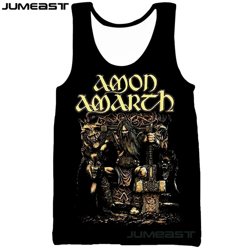 Jumeast брендовый мужской женский жилет с 3D принтом Amon Amarth коротким рукавом новый