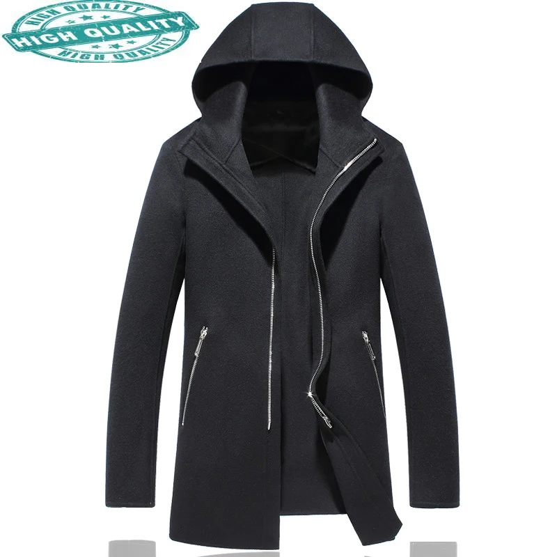 

Wool 100% Coat Double-sided Long Jacket Hooded Overcoat Mens Coats and Jackets Casaco Masculino 26022 KJ2455