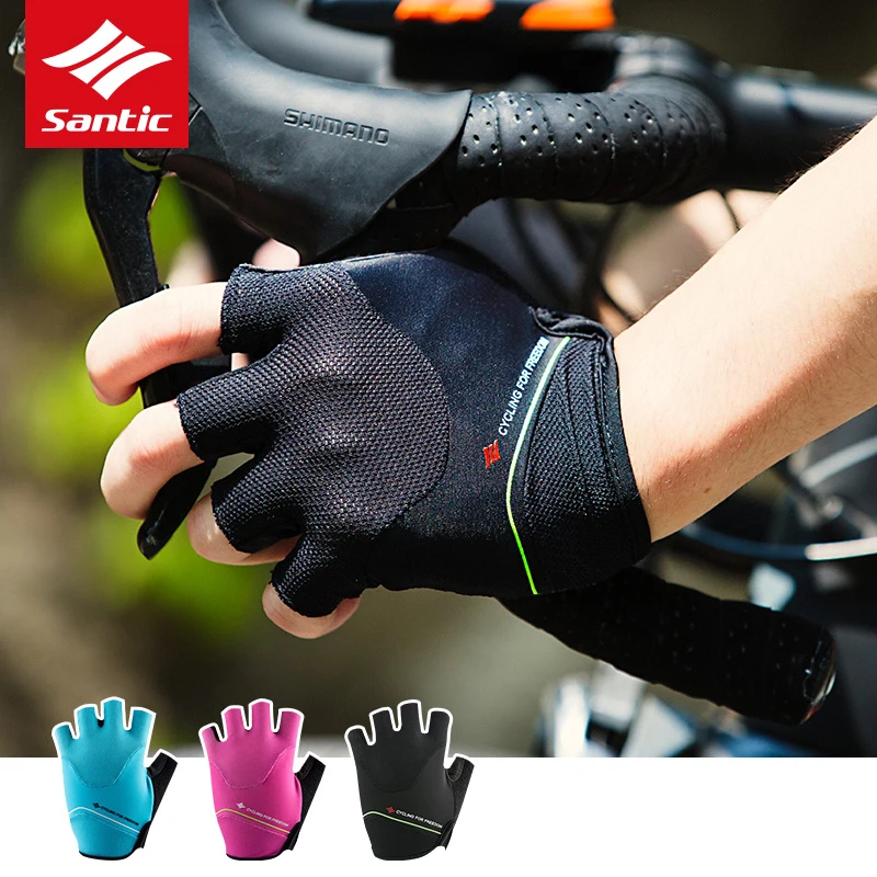 

2019 NEW Santic Gel Pad Shockproof Cycling Gloves Men Women MTB Road Bike Gloves Half Finger Summer Breathable Bicycle Gloves