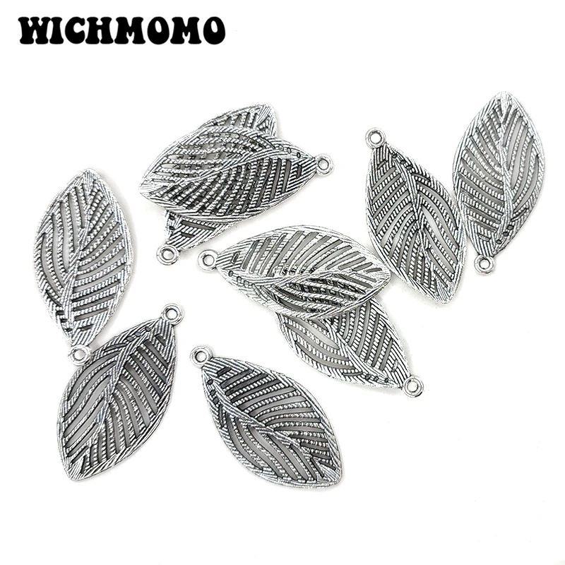 

2021 New Fashion 10pcs/lot 33*16MM Retro Plated Zinc Alloy Leaves Feather Charms Pendants for DIY Jewelry Accessories