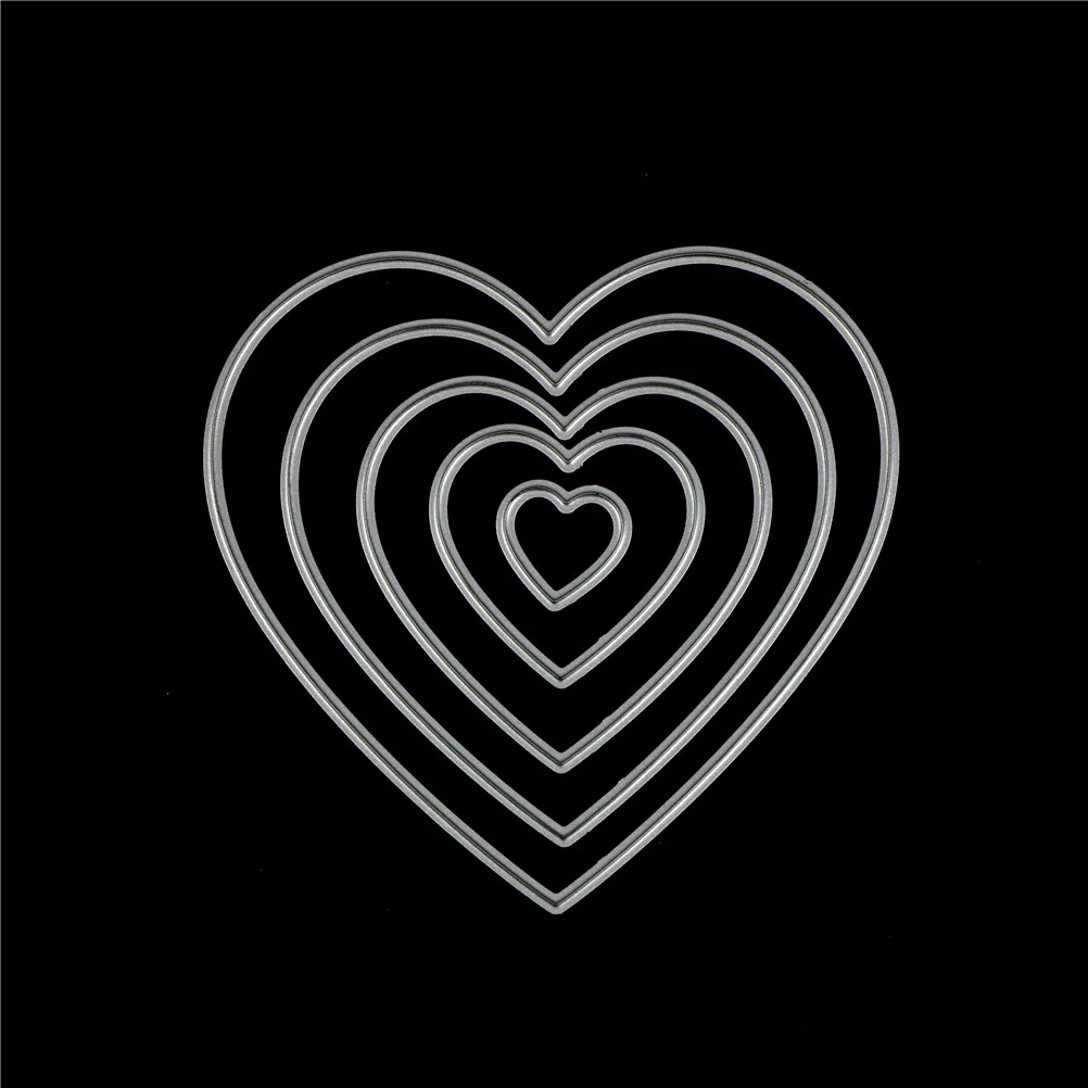 Металлические штампы в форме сердца для рукоделия 5 шт. трафареты карты