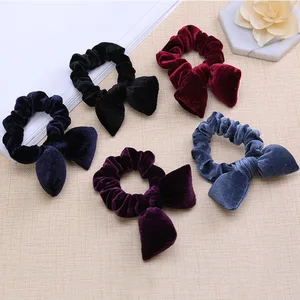 Новинка, Кролик уши бархат резинка для женщин из кожи высокого качества, повязка на голову, резинки для волос для девочек, белого цвета; Бесплатная волос резиновые аксессуары