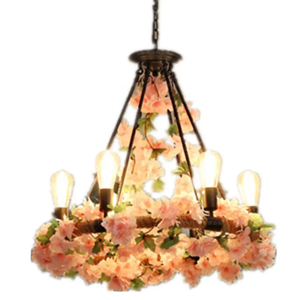 Люстра с большими листьями Зеленая лампа в богемном стиле для фойе торгового