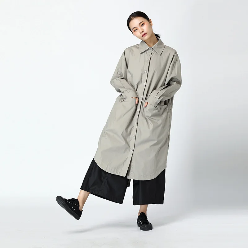 XITAO Длинная блузка с разрезом корейская мода отложной воротник размера плюс