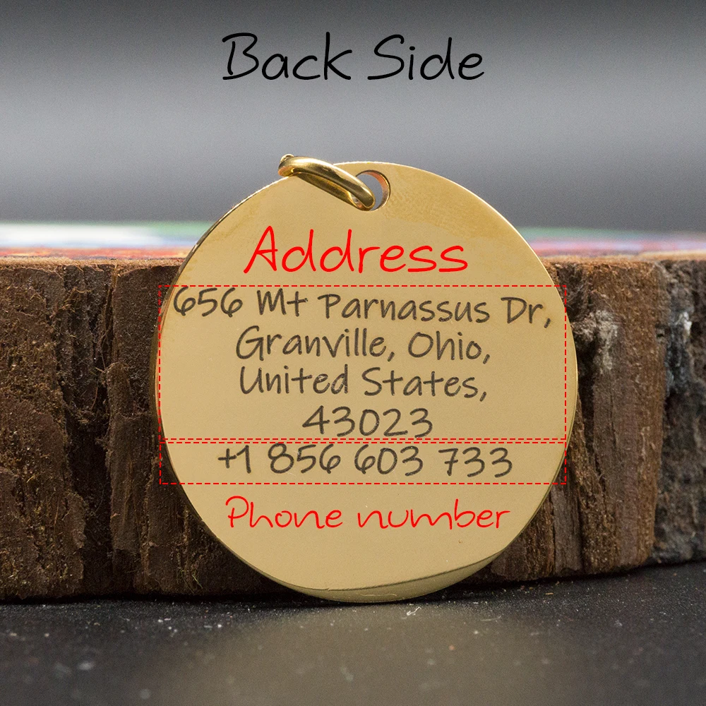 Круглая Персонализированная бирка для собак с рисунком из нержавеющей стали на