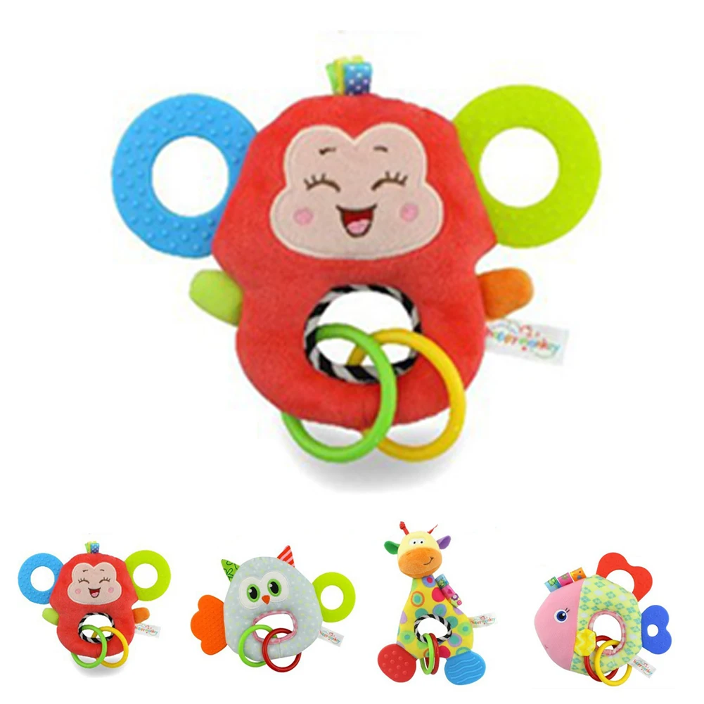 

Animal modeling teether BB hand rattle baby toy O type holding toy
