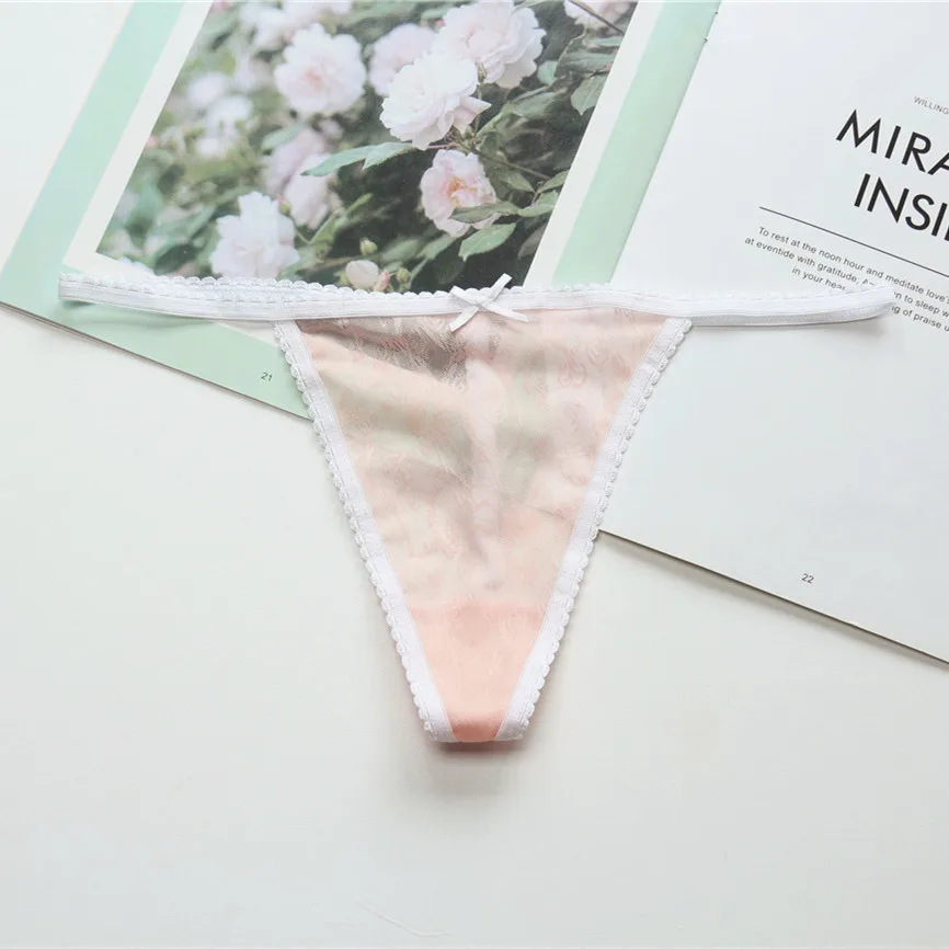 Voplidia Summer V-String Women Panties Thin Seamless See through Underwear Plus Size Sexy Lingerie G String Tanga Thongs 009