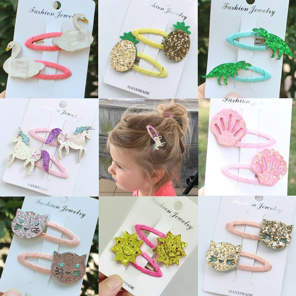 

New style Lovely Girls shiny princess Hair Clips Hair Accessories Children's Baby Girl Hair Clips Colorful Hairpin Children