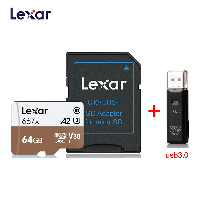 Новинка года Lexar Professional 667x micro SDXC UHS-I карты SD карты памяти 64 ГБ 128 ГБ 256 ГБ U3 V30 A2 100 МБ/с./с чтение 90 МБ/с./с Запись