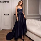 Темно-синее вечернее платье на бретельках, с арабским принтом