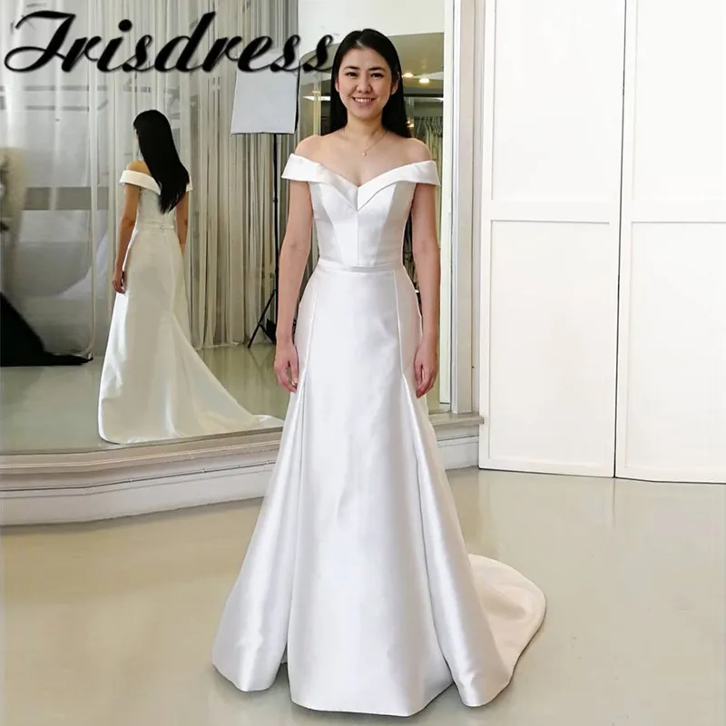 

Элегантное платье с открытыми плечами в готическом стиле, свадебные платья Длинные 2020 элегантное сатиновое свадебное платье с пышной юбкой...