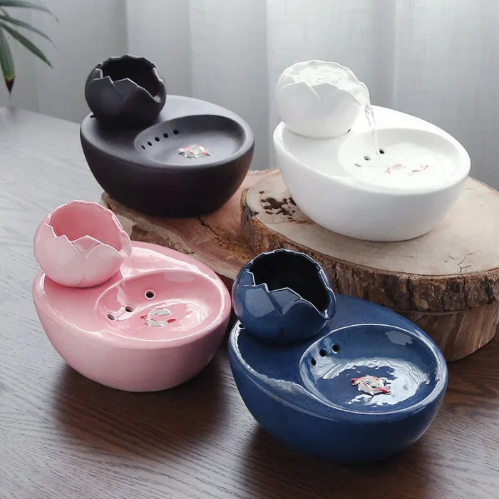 Cat Ceramic Water Fountain Automatic Pet Drinking Fountain Quiet Electric Automatic Circulation System Water Dispenser P7Ding