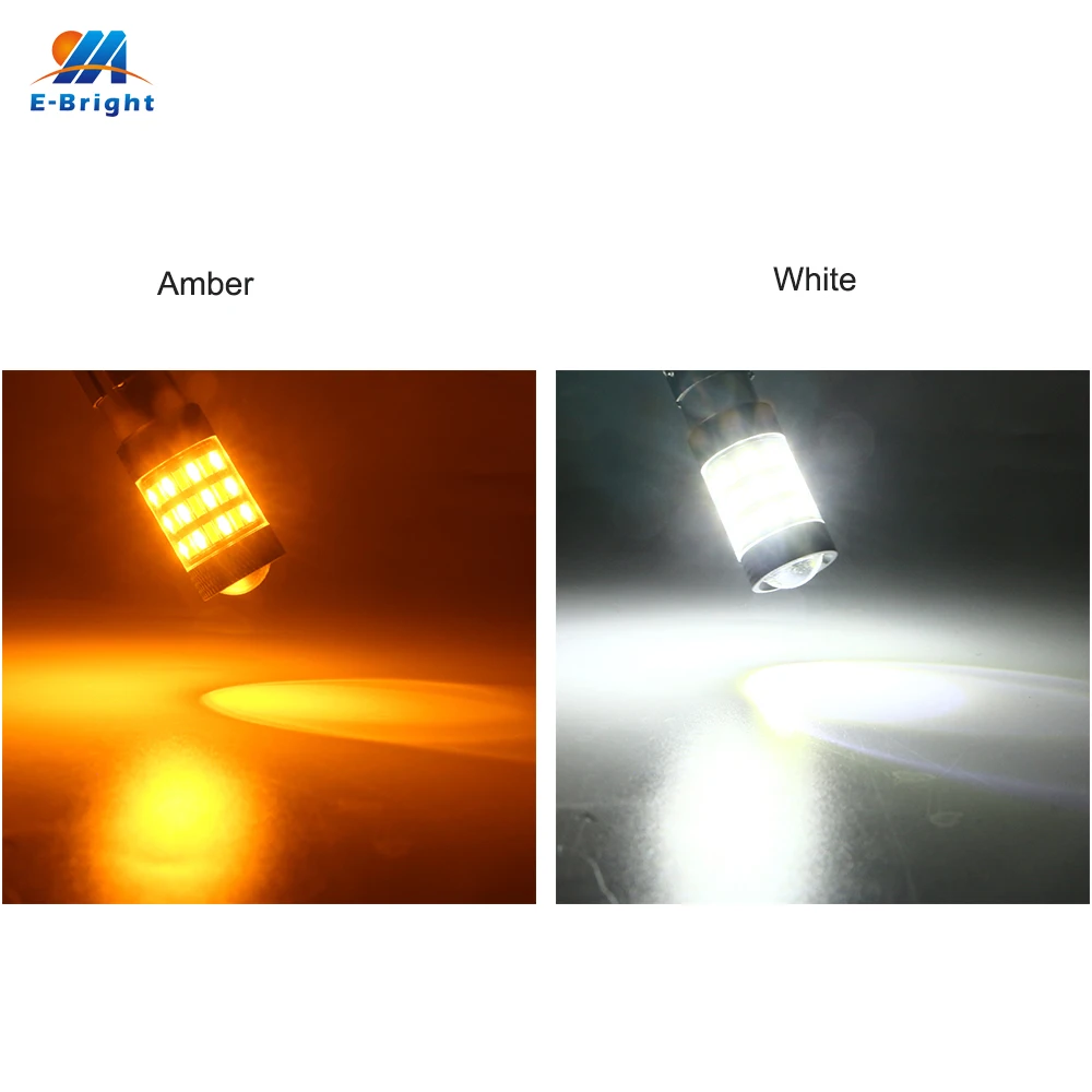 YM E-Bright Led P21/5 W P27/5 W Автомобильный сигнальный светильник 1157 3157 7443 переключение 6500K 4014 12V 600Lm DRL двойной цвет янтарный+ белый 2X