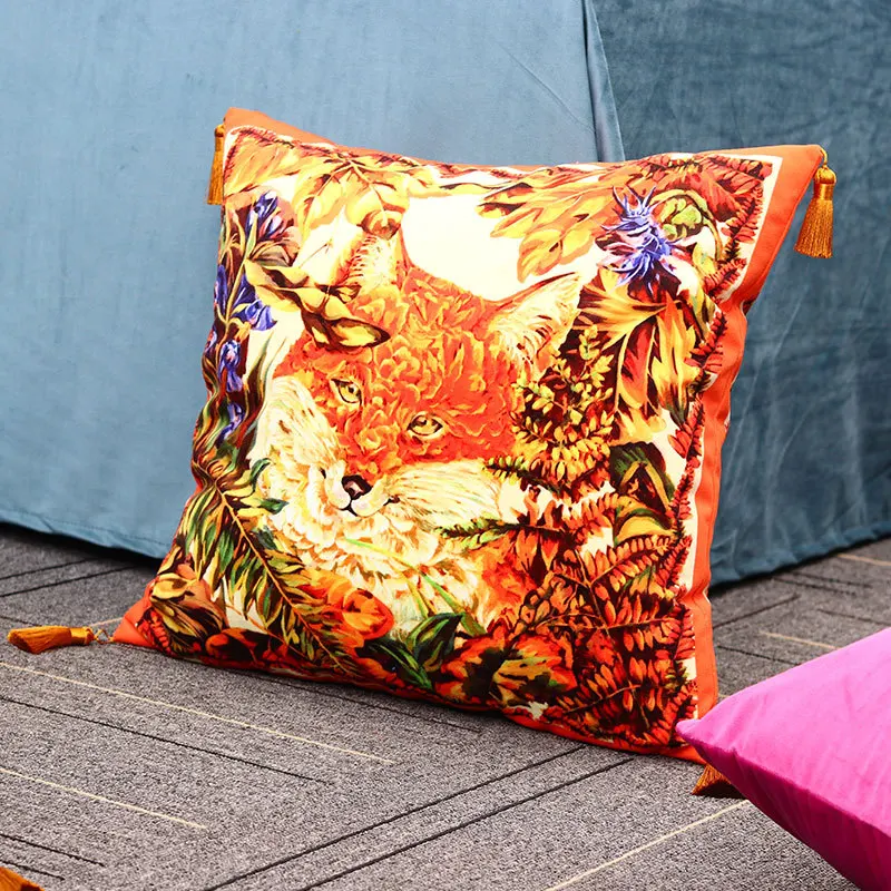 Наволочка для подушки с изображением нарисованных вручную животных наволочка