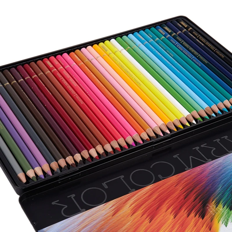 

NYONI Oil Colored Pencil Wood Graffiti Iron Box 36 Colors Fill Pen Advanced Colored Lead Painting Sketch School Supplies
