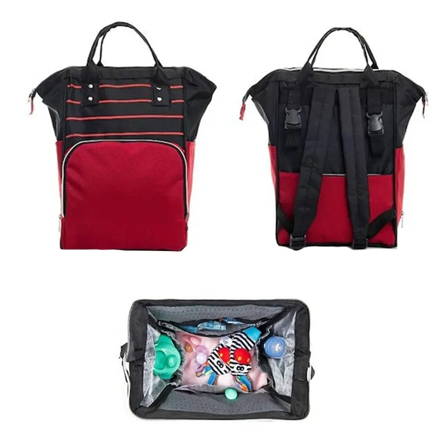 

Black Red Striped Mother Baby Backpack