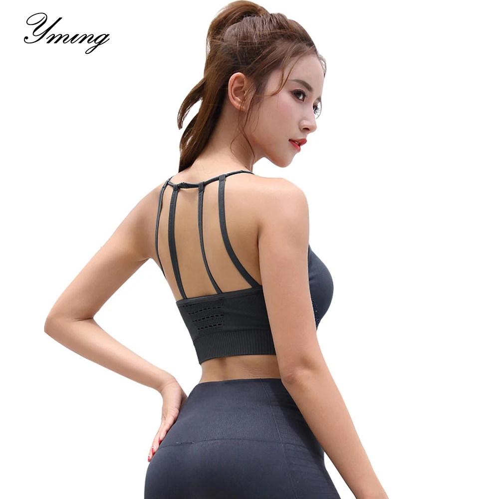 

YMING, новое бесшовное жаккардовое противоударное Спортивное нижнее белье без косточек, Женский сборный эластичный жилет для фитнеса, бюстга...