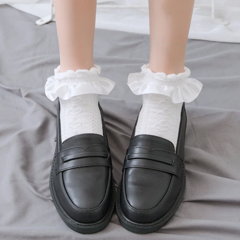 Фото Женские милые носки с оборками Короткие кавайные костюмы для косплея Лолиты