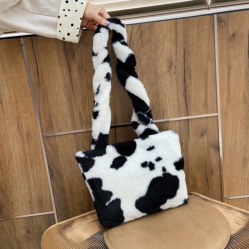 

HOT Leopard Autumn Winter Fashion Shoulder Bags Female Plush Handbag Totes Animal Pattern Soft Fluffy Crossbody Messenger Pouch