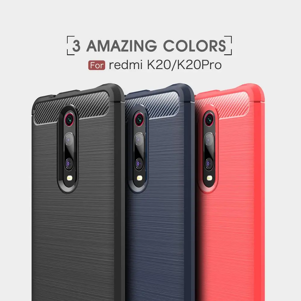 Carbon Fiber Phone Case For Redmi K20 30 Pro TPU Silicone Soft case Anti-Shock for Note6 7 8 10 Cases back cover | Мобильные