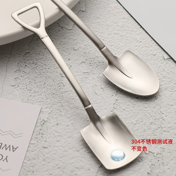 

Wholesale Japanese Style Tableware Creative Retro Home Shovel Spoon Dessert Spoon Spoon 304 Stainless Steel Watermelon Spoon Ice