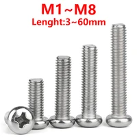 stainless steel phillips machine screw cross pan head round head screws m1 m1 2 m1 4 m1 6 m2 m2 5 m3 m4 m5 m6 m8 din7985 gb818